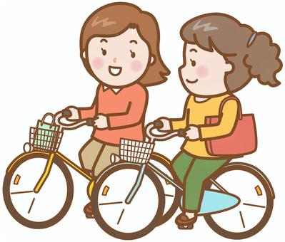 自転車：違反行為／並走 並走,自転車,違法,違反,運転,危険,安全,交通,交通安全,乗り物のイラスト素材