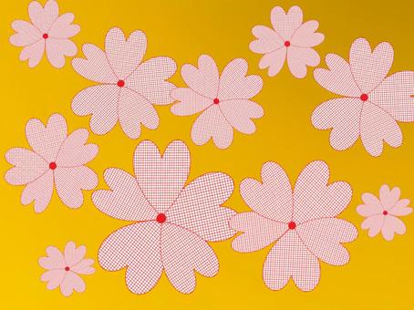 秋色の背景に可愛いポップな花 花,秋色,お洒落,可愛い,楽しい,グラデーション,ハート,模様,花びら,ポップのイラスト素材