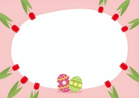 春のイースターの背景イラスト イースター,イースターエッグ,チューリップ,花,春,ちょうちょ,かわいい,おしゃれ,コピースペース,背景のイラスト素材