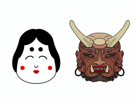 節分 節分,顔,セット,2月,3日,冬,立春,お多福,福,おかめのイラスト素材