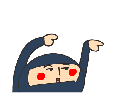 Illustration, ninja, finger pointing, side, 