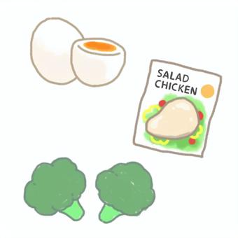 ダイエットごはん たんぱく質,ダイエット,卵,ゆで卵,サラダチキン,コンビニ,手軽,野菜,鶏肉,お肉のイラスト素材