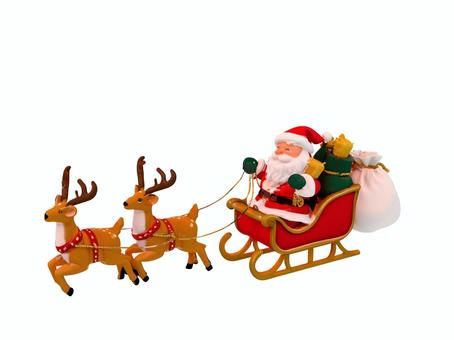 年末クリスマスのトナカイのサンタクロース サンタソリ,サンタトナカイ,サンタそり,クリスマス,サンタクロース,サンタ,そり,橇,トナカイ,袋のイラスト素材
