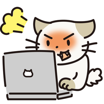 怒ってPCする猫 怒る,怒り,pc,書き込み,猫,ぷんぷん,イライラ,ネットのイラスト素材