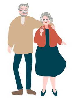 仲良しな高齢者カップル 夫婦,高齢者,仲良し,シニア,老夫婦,熟年,カップル,円満,家族,敬老の日のイラスト素材