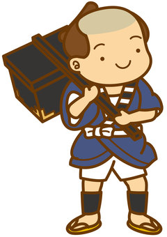 中間-4c 中間-4c 中間,従者,奉公人,下働き,江戸,時代劇,仕事,職業,運ぶ,着物のイラスト素材