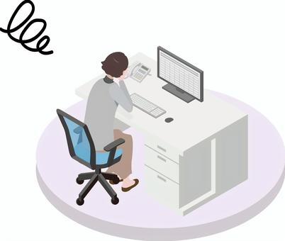 アイソメトリック_働く人⑥-7 アイソメトリック,オフィス,会社員,女性,嘆く,オフィスワーク,働く,仕事,アイソメ,立体のイラスト素材
