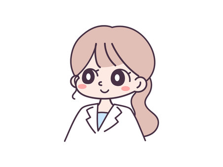 白衣の女の子の手描きイラスト 白衣の女の子の手描きイラスト 白衣,理系,医者,薬剤師,学生,医療,ベクター,手描き,女性,女の子のイラスト素材