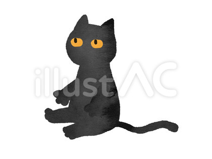 座って上をみる黒猫キャラクター