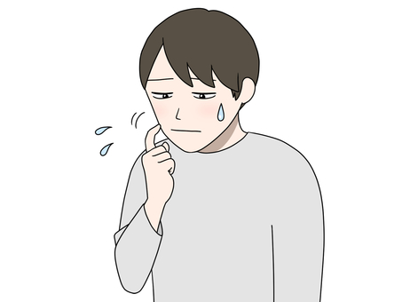 申し訳ないと思っている男性 男性,灰色,汗,ポリポリ,気まずいのイラスト素材