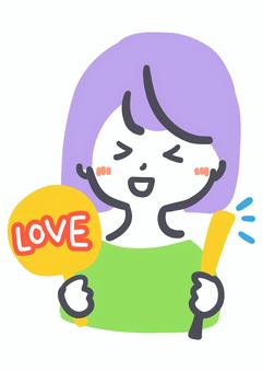 推し活する女性 女性,推し活,うちわ,ペンライト,応援,がんばる,楽しい,シンプル,ラフタッチ,ニコニコのイラスト素材