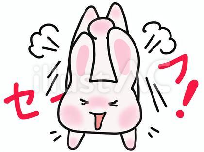 滑り込むウサギ