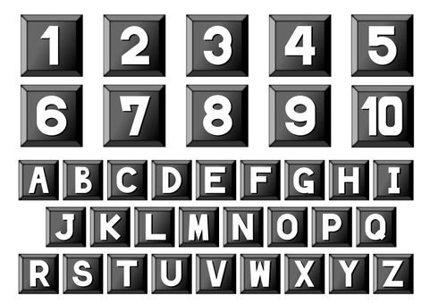 数字とアルファベット モノクロ アルファベット,数字,大文字,フォント,手書き,オリジナル,書体,タイトル,あしらい,webのイラスト素材