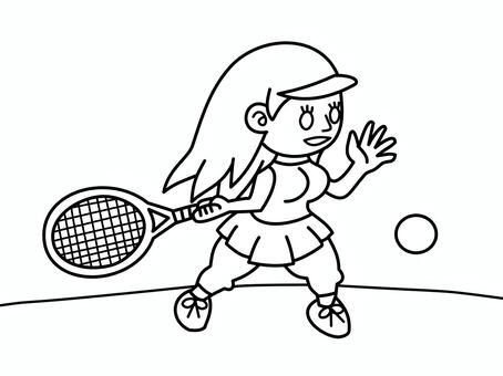 Illustration, coloring, tennis, woman, 