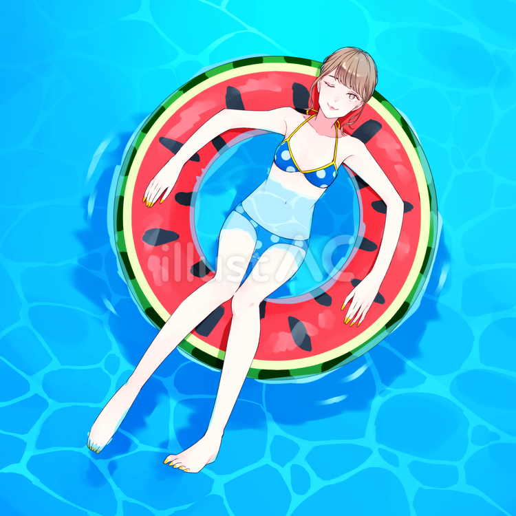 浮き輪でぷかぷか 人物,女性,女の子のイラスト素材
