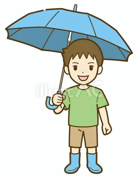 傘をさす男の子A 子供,梅雨,アイコンのイラスト素材