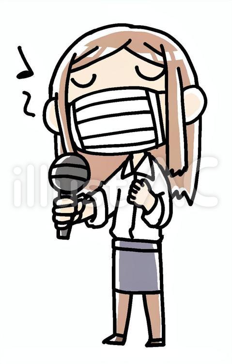 マスクで歌う女性 マスク,歌う,女性のイラスト素材