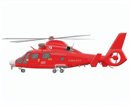 消防ヘリ　リアル③ 消防,リアル,ヘリ,災害,赤,横,乗り物,飛ぶのイラスト素材