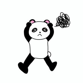 頭を抱えて困るパンダ 頭を抱えて困るパンダ パンダ,動物,キャラ,ポップ,かわいい,困った,悩み,うーん,考える,悩むのイラスト素材