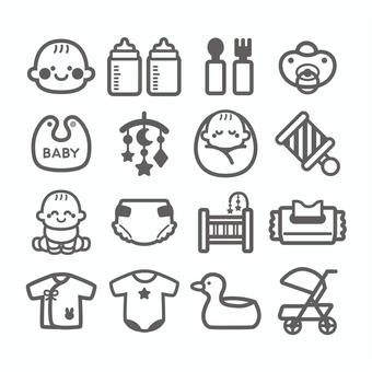赤ちゃん育児アイコンセット 赤ちゃん,育児,新生児,乳児,ベビー,子育て,アイコン,ロゴ,マーク,素材のイラスト素材