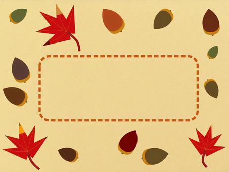 Illustration, autumn leaves, acorn, dotted line, 