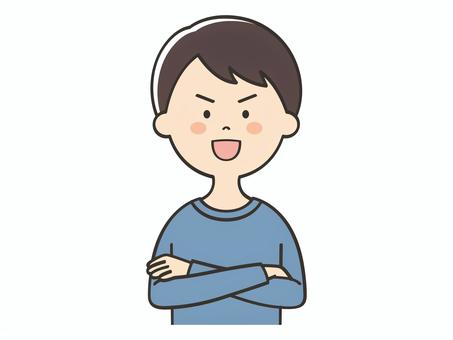 どや顔する男性 どや顔する男性 腕組み,どや顔,自信,自慢,偉そう,自信家,男性,男,大人,父のイラスト素材