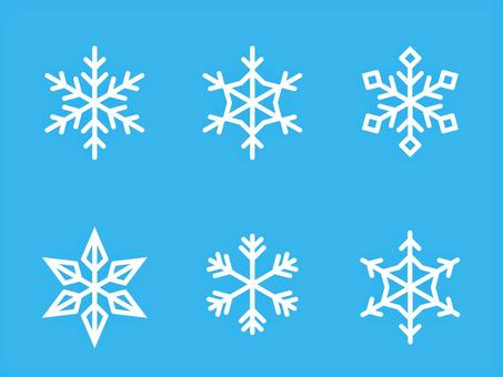 雪の結晶セット/デフォルメ/白 かわいい,雪,シンプル,雪の結晶,シルエット,線画,パーツ,セット,冬,クリスマスのイラスト素材