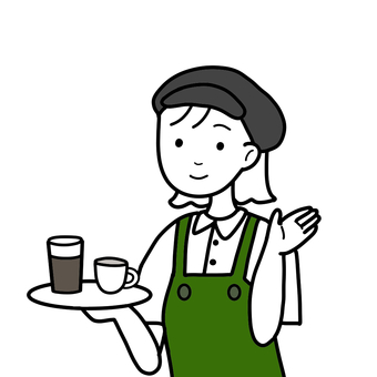 シンプルコーヒーショップ店員A シンプル,店員,飲食店,ホール係,コーヒー,女,人,スタッフ,アルバイト,カフェのイラスト素材