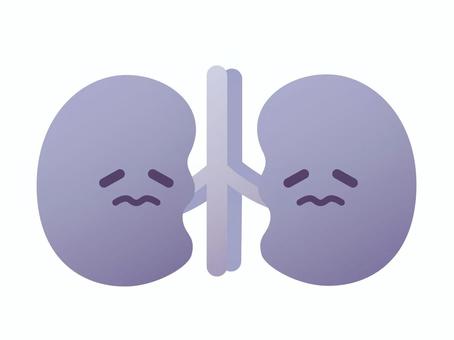元気がない腎臓のイラスト 腎臓,腎臓病,内蔵,臓器,メディカル,医療,体,不健康,病気,不調のイラスト素材