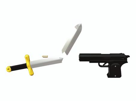 銃は剣よりも強し 剣,ソード,拳銃,刃物,諸刃,ピストル,銃,ハンドガン,チャカ,武器のイラスト素材