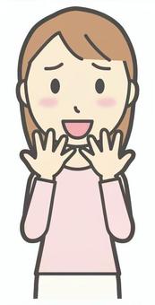  ロングヘア女性-378-バスト 照れる,女性,女の子,人物,かわいい,恥ずかしい,嬉しい,喜ぶ,表情,感情のイラスト素材