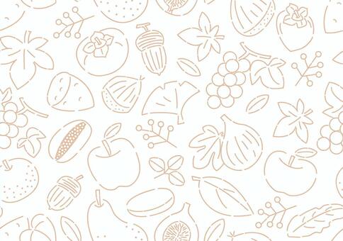 実りの秋シンプルイラスト-壁紙-3 紅葉,秋,実りの秋,秋の味覚,食べ物,くだもの,果実,もみじ,銀杏の葉,葉のイラスト素材