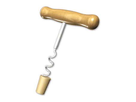 コルクスクリューとコルク栓 コルクスクリュー,コルク,ワインオープナー,栓,コルク抜き,蓋,t字型,道具,栓抜きのイラスト素材