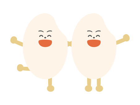 肩を組む米粒キャラクターイラスト 米粒,キャラクター,白米,ポーズ,笑顔,仲良し,結束,団結,ゆるい,擬人化のイラスト素材