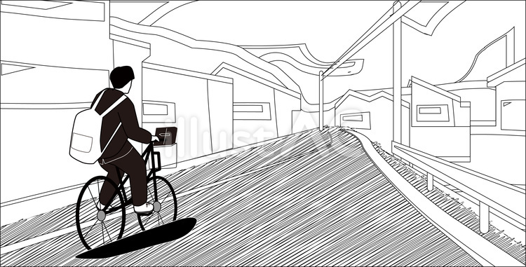 自転車通学　 自転車,通学,学生のイラスト素材