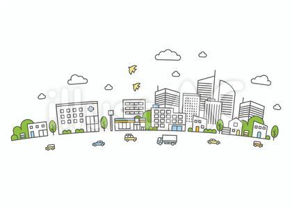 街の風景 都会の街並みイラスト 5