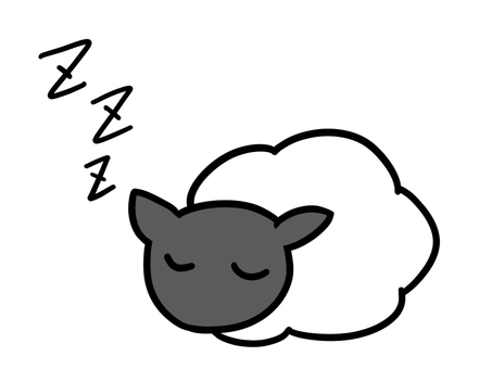 シンプルな眠る羊デフォルメイラスト 動物,生き物,羊,睡眠,羊毛,ひつじ,居眠り,イラスト,挿絵,素材のイラスト素材