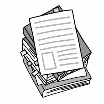教科書類（白黒） 勉強,本,書物,書き物,問題集,教科書,参考書,手紙,プリント,作文のイラスト素材