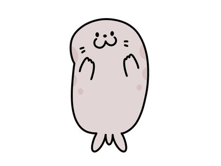 バンザイするアザラシのイラスト アザラシ,バンザイ,動物,かわいい,キャラクター,ゆるい,ぽってり,シンプル,アイコン,ほっこりのイラスト素材