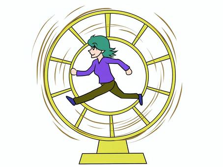 やり続ける 継続,持久,回る,女子,ループ,ぐるぐる,車輪,回転,スピン,止まらないのイラスト素材