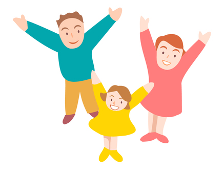 楽しそうな家族 親子,ワンポイント,装飾,あしらい,素材,立ち絵,人物,家族,楽しい,幸せのイラスト素材