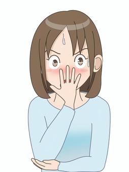 女性（202509）恥ずかしい 女性,私服,ミディアムヘアー,恥ずかしい,赤面のイラスト素材