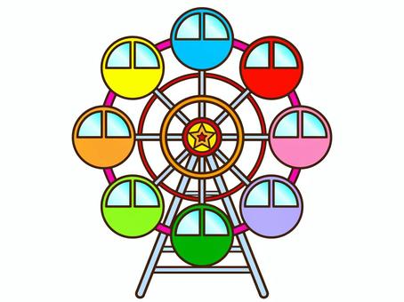 遊園地の観覧車のイラスト素材 観覧車,遊園地,乗り物,テーマパーク,レジャー,かわいい,簡単,シンプル,デフォルメ,ベクターのイラスト素材