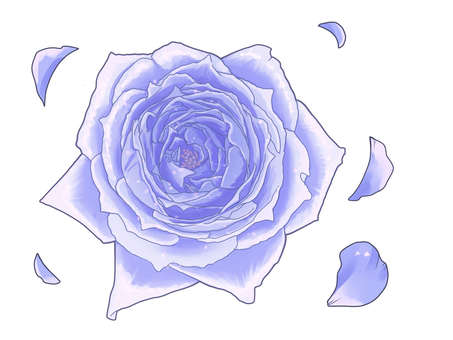 ブルーローズ 花,バラ,薔薇,花びら,植物,装飾,シンプル,アイコン,素材,ブルーのイラスト素材
