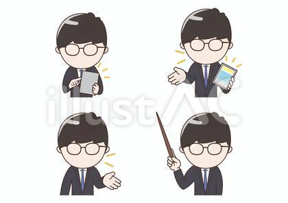 プレゼンメガネの顔なしビジネスマンセット