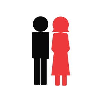 男女のシルエット 男女,男性,女性,人,人物,シルエット,トイレマーク,案内表示,標識,サインのイラスト素材