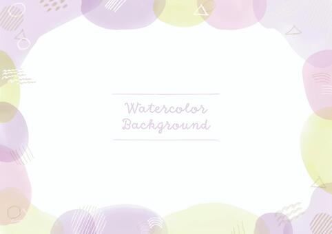 水彩フレーム　パープル系 背景,フレーム,水彩,飾り枠,幾何学,かわいい,きれい,ポストカード,カラフル,円のイラスト素材