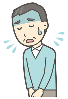  ニット中年男性-138-バスト 謝る,おじさん,男性,中年,お父さん,パパ,シニア,ミドルエイジ,人物,かわいいのイラスト素材