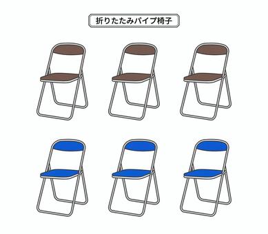 折りたたみパイプ椅子 折りたたみパイプ椅子 パイプ椅子,折りたたみイス,茶色,青,背もたれ,家具,イベント,会議,セミナー,集会のイラスト素材