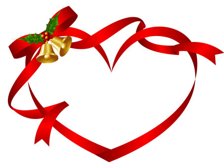  Christmas Heart Ribbon Frame, noël, bell, ruban, JPG, PNG and AI